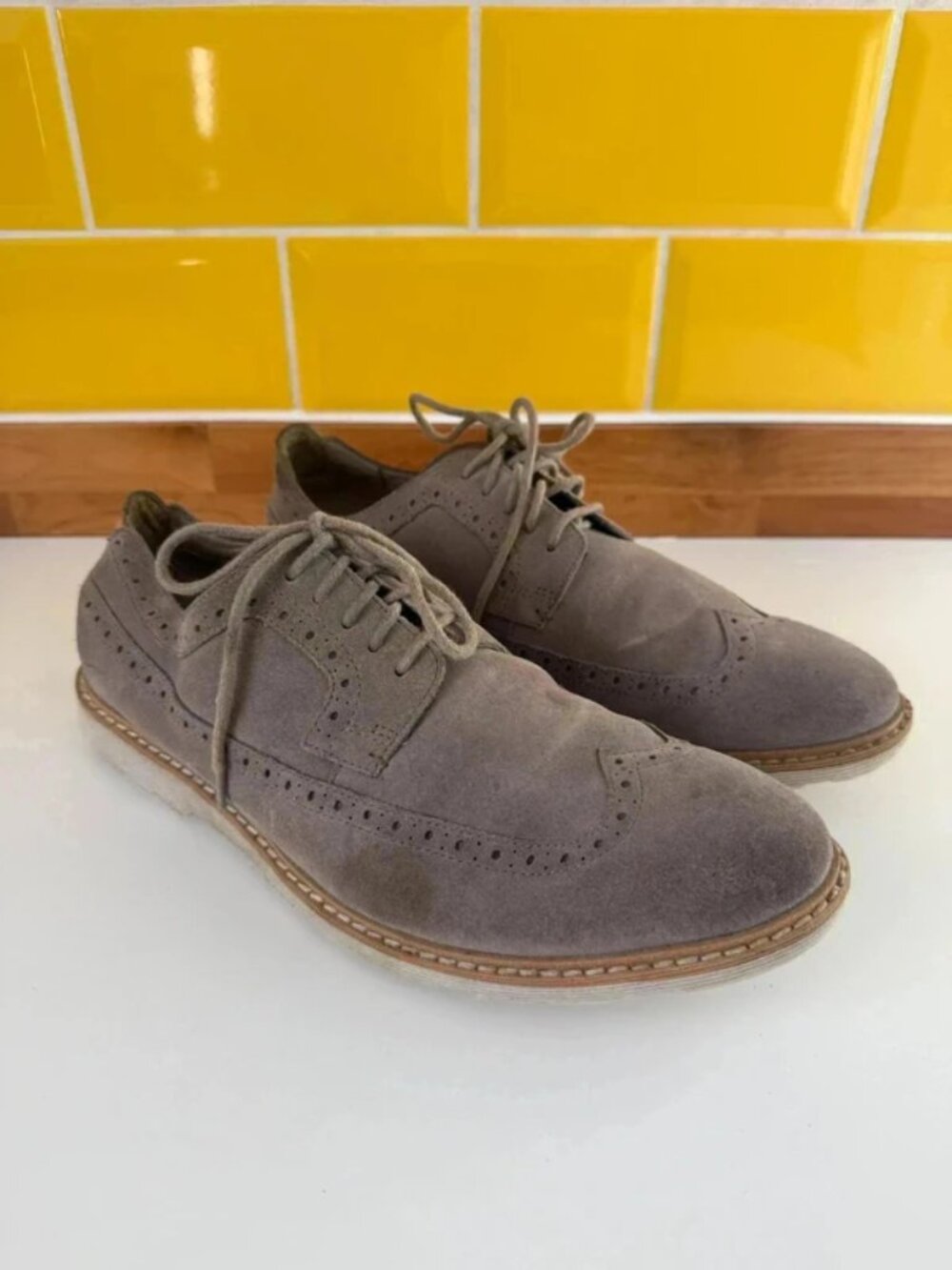 Clarks Men Smart Suede Shoes  Size 9 Brogue Casual Cushion Plus
